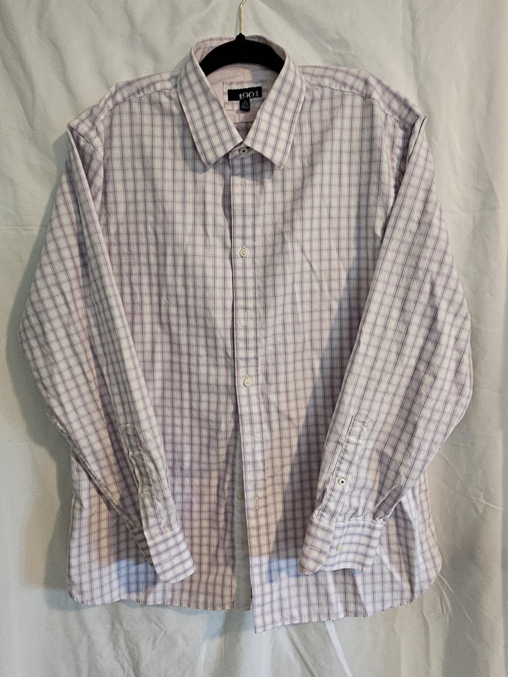 1901 Light Purple Check Long-Sleeve Dress Shirt
